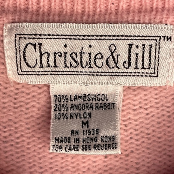 Vintage Christie Jill Pull-On Sweater Powder Pink Medium Lambswool Angora Blend - Picture 5 of 8